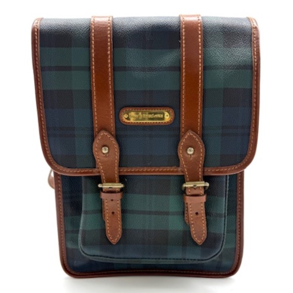 Vintage Polo Ralph Lauren Black Watch Plaid Back Pack~Vintage~Retro~Classic - Picture 1 of 8